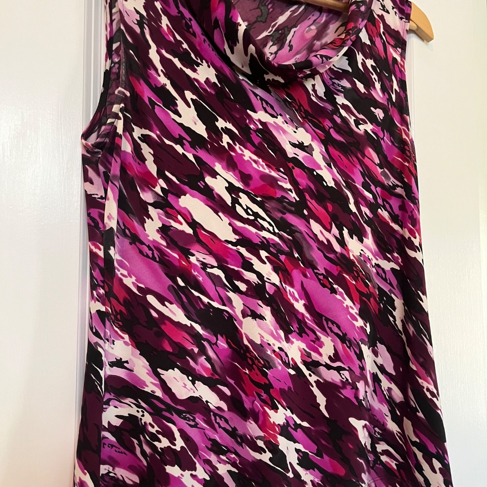 Tahari Arthur S. Levine Sleeveless Abstract Print Blouse Purple Size Medium - Picture 4 of 10
